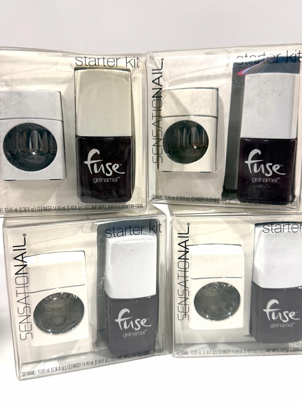 New Set of 4 Fuse Nail Gel Starter Kits with LED Lamps  GELNAMEL Burgundy Polish